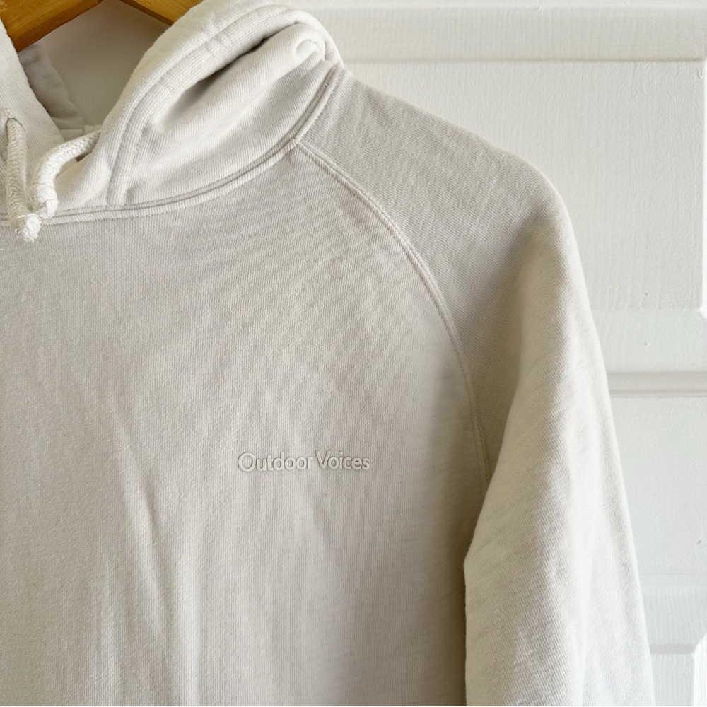 Outdoor Voices Organic Cotton Terry Hoodie Size XS Neutral Off White Athletic - Picture 3 of 6
